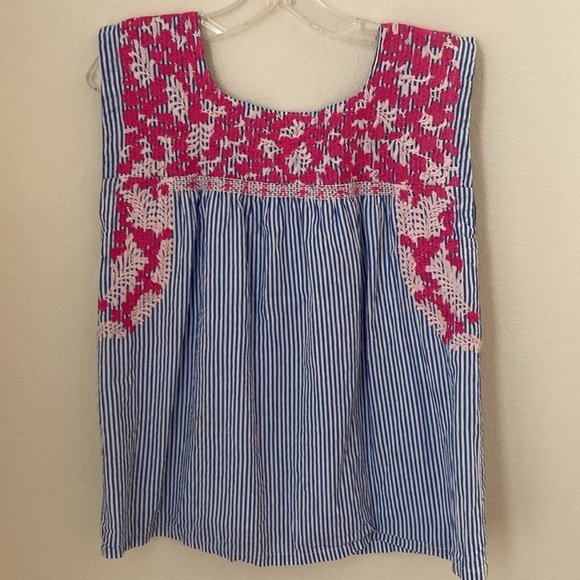 J. Marie Blue and Pink Embroidered Top - Picture 2 of 6